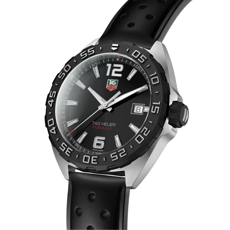 TAG Heuer Formula 1 Date WAZ1110.FT8023 analog herrklocka med svart urtavla och armband i gummi