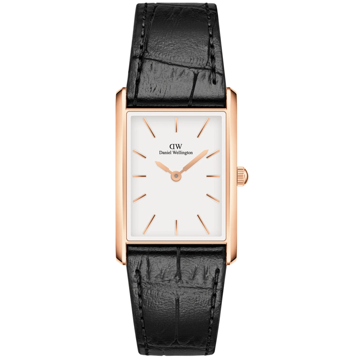 Daniel Wellington Bound Black Crocodile Rose Gold DW00100698 analog damklocka med vit urtavla och armband i läder