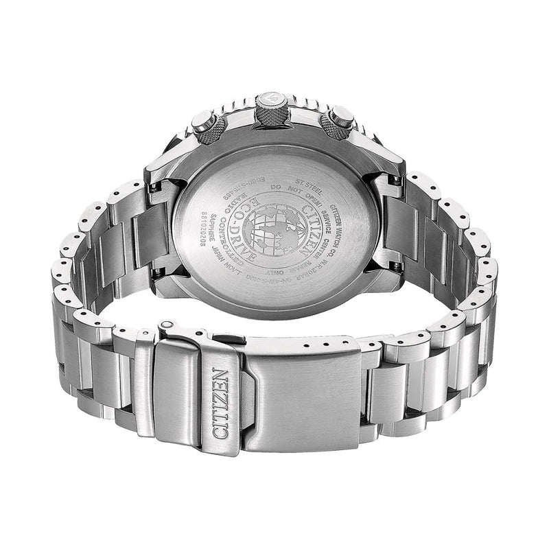 Citizen Promaster Sky Pilot CB5000-50L analog herrklocka med blå urtavla och armband i rostfritt stål