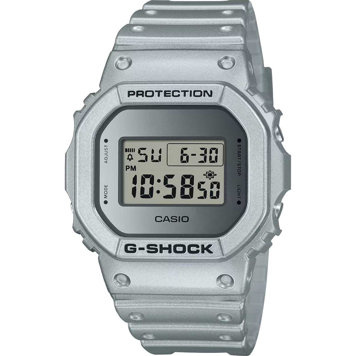 Casio G-Shock Classic DW-5600FF-8ER digital unisexklocka med silver urtavla och armband i resin