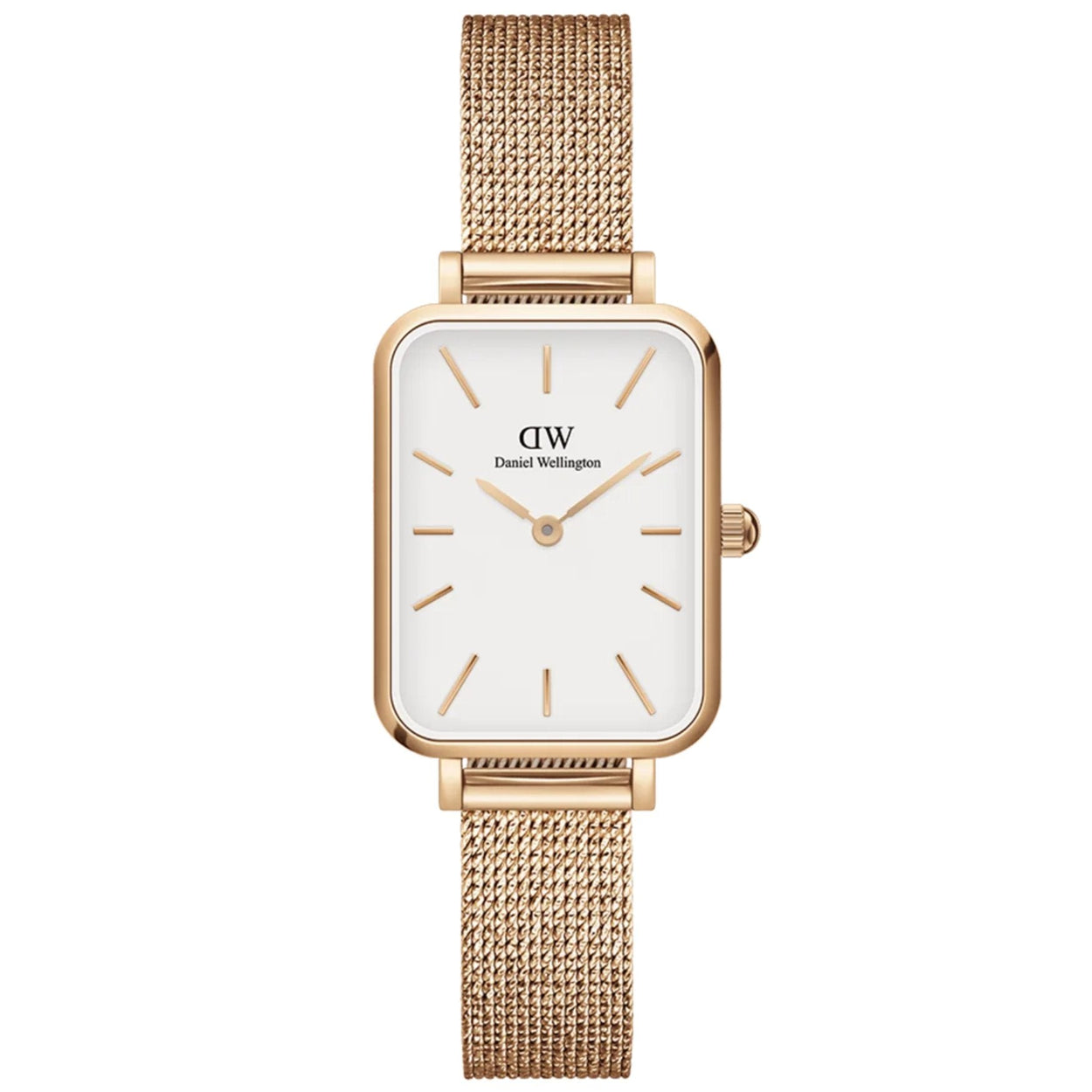 Daniel Wellington Quadro Pressed Melrose DW00100431 analog damklocka med vit urtavla och armband i rostfritt stål