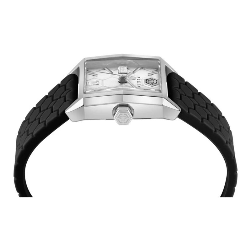 Philipp Plein Offshore PWMAA0122 analog damklocka med silver urtavla och armband i gummi