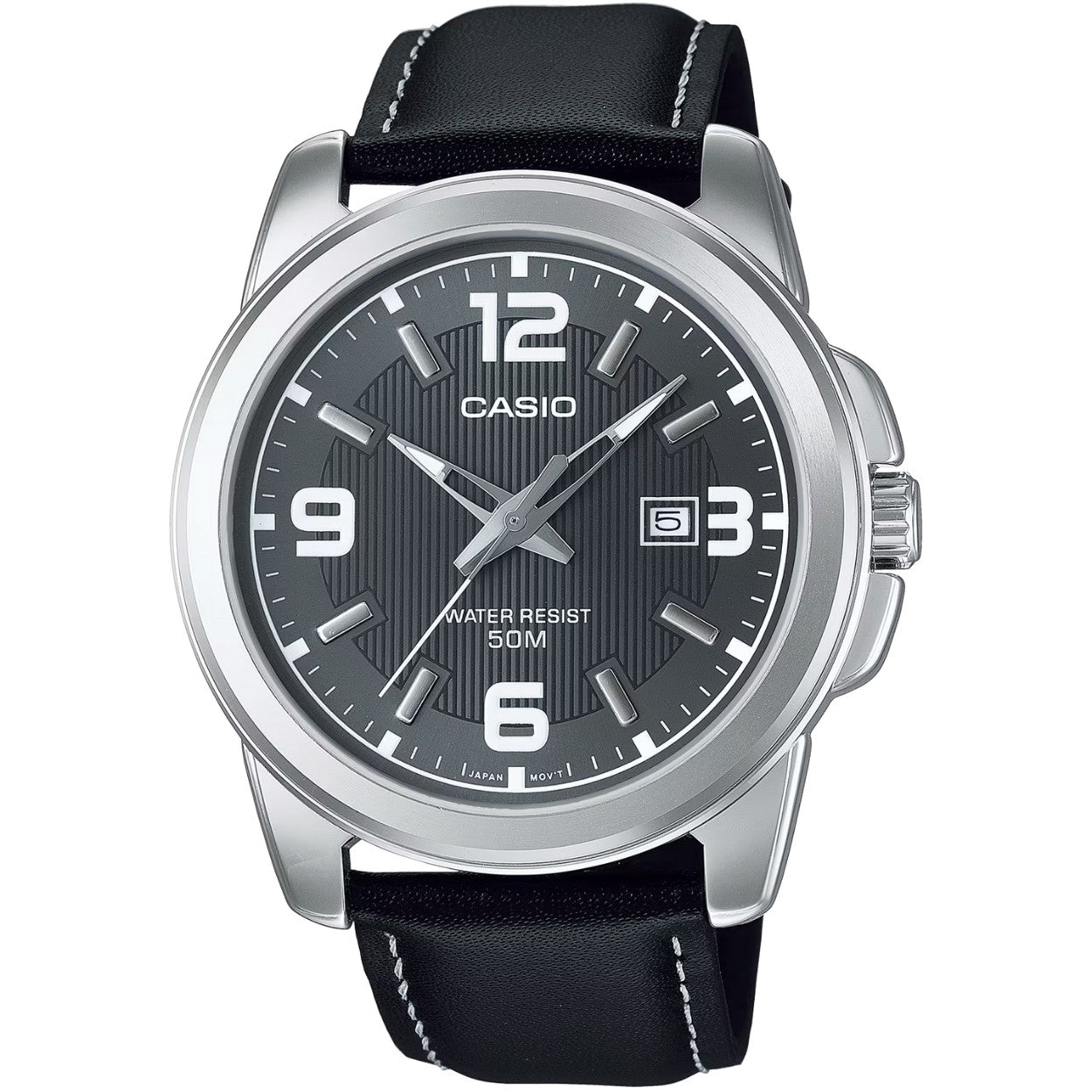 Casio Collection MTP-1314PL-8AVEF analog herrklocka med svart urtavla och armband i läder