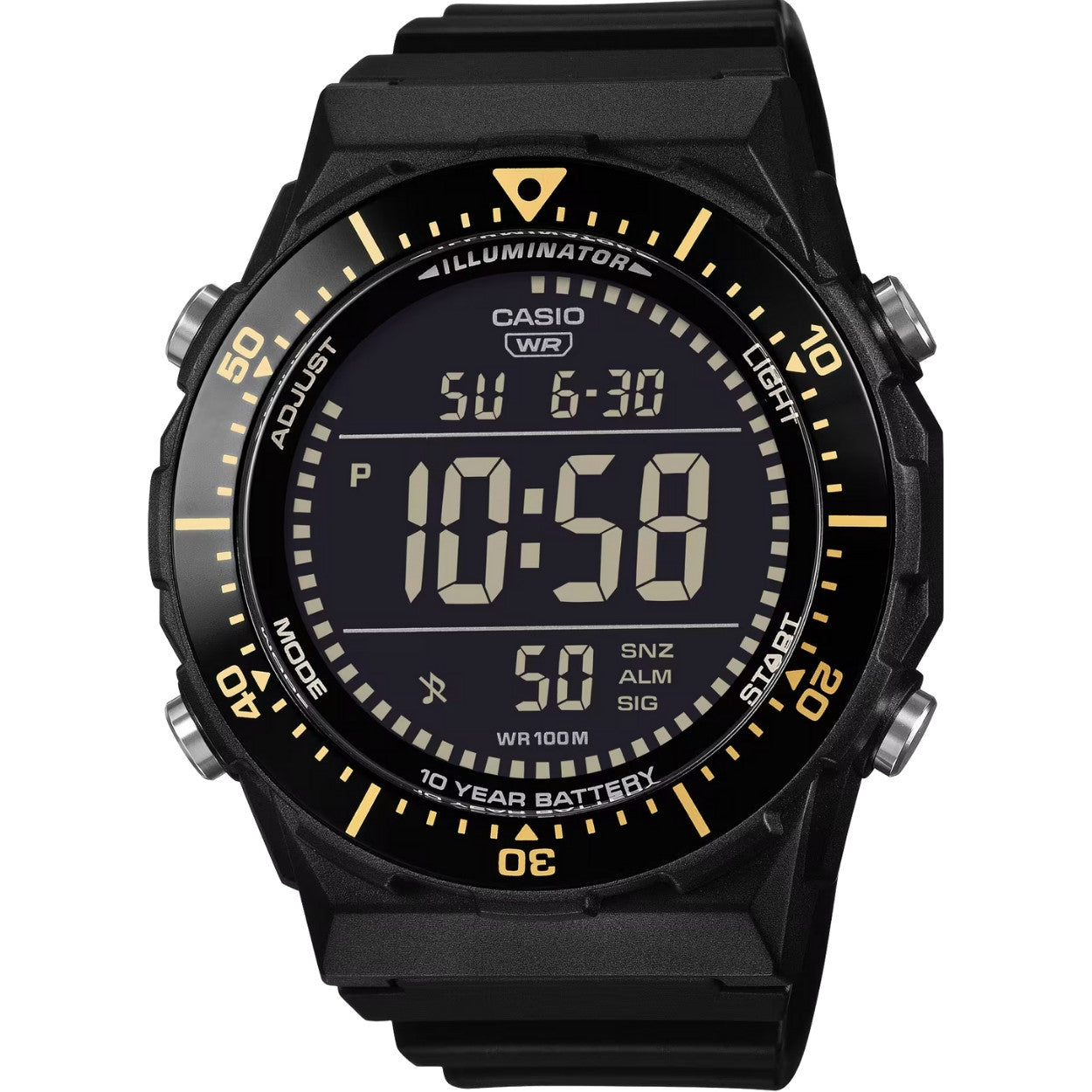 Casio Timeless AE-1700H-1BVEF digital herrklocka med svart urtavla och armband i resin