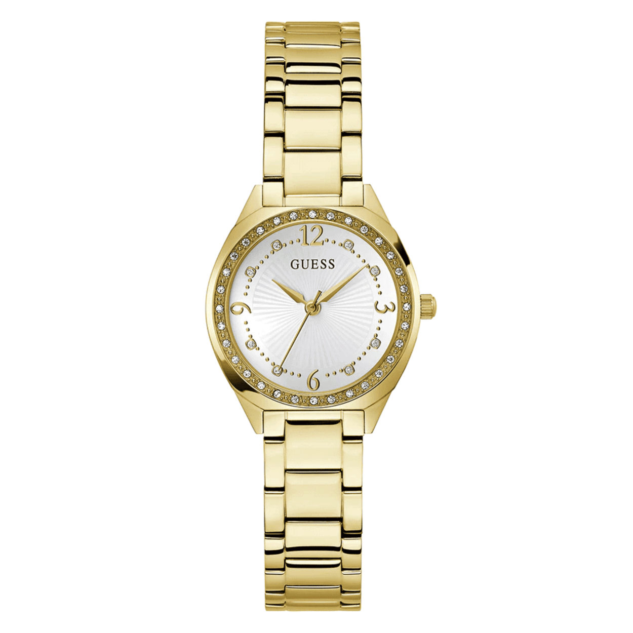Guess Dress Charlotte GW0767L2 analog damklocka med vit urtavla och armband i rostfritt stål