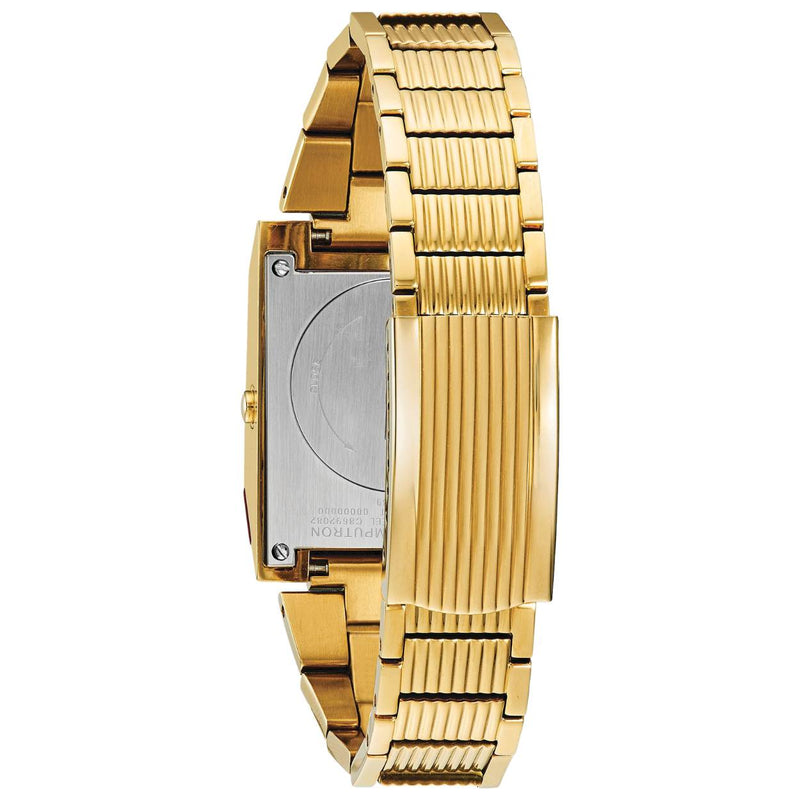 Bulova Computron 97C110 digital herrklocka med guld urtavla och armband i rostfritt stål