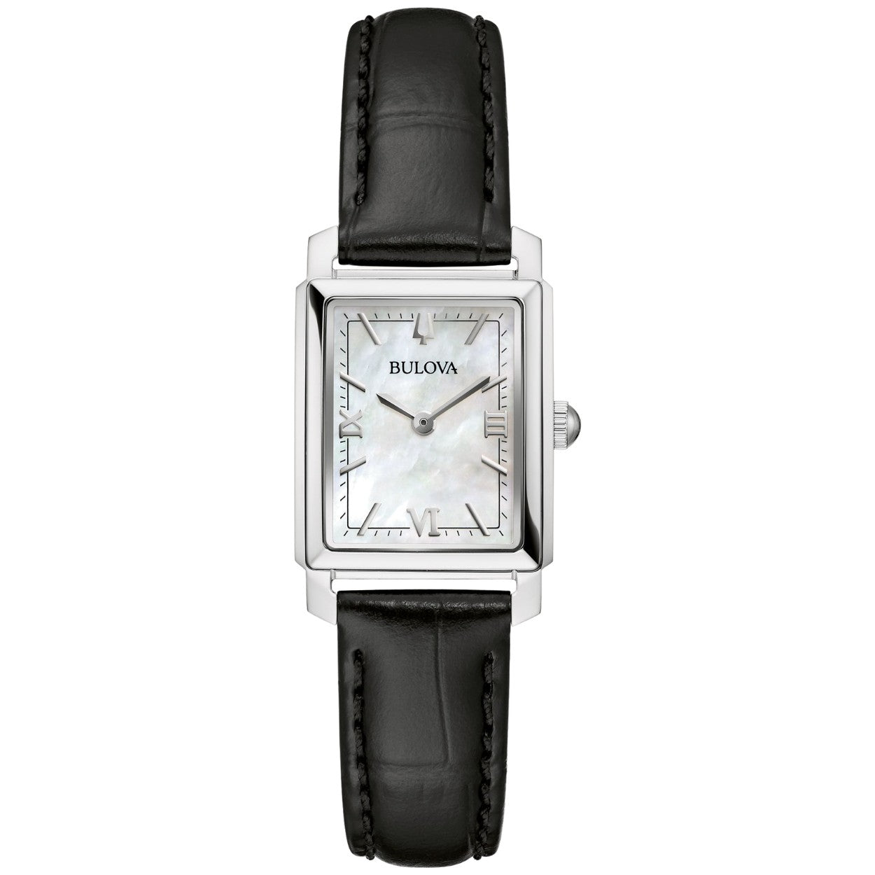 Bulova Sutton 96L330 analog damklocka med vit urtavla och armband i läder