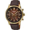 Casio Edifice Chronograph EFR-575CL-5AEF analog herrklocka med brun urtavla och armband i läder