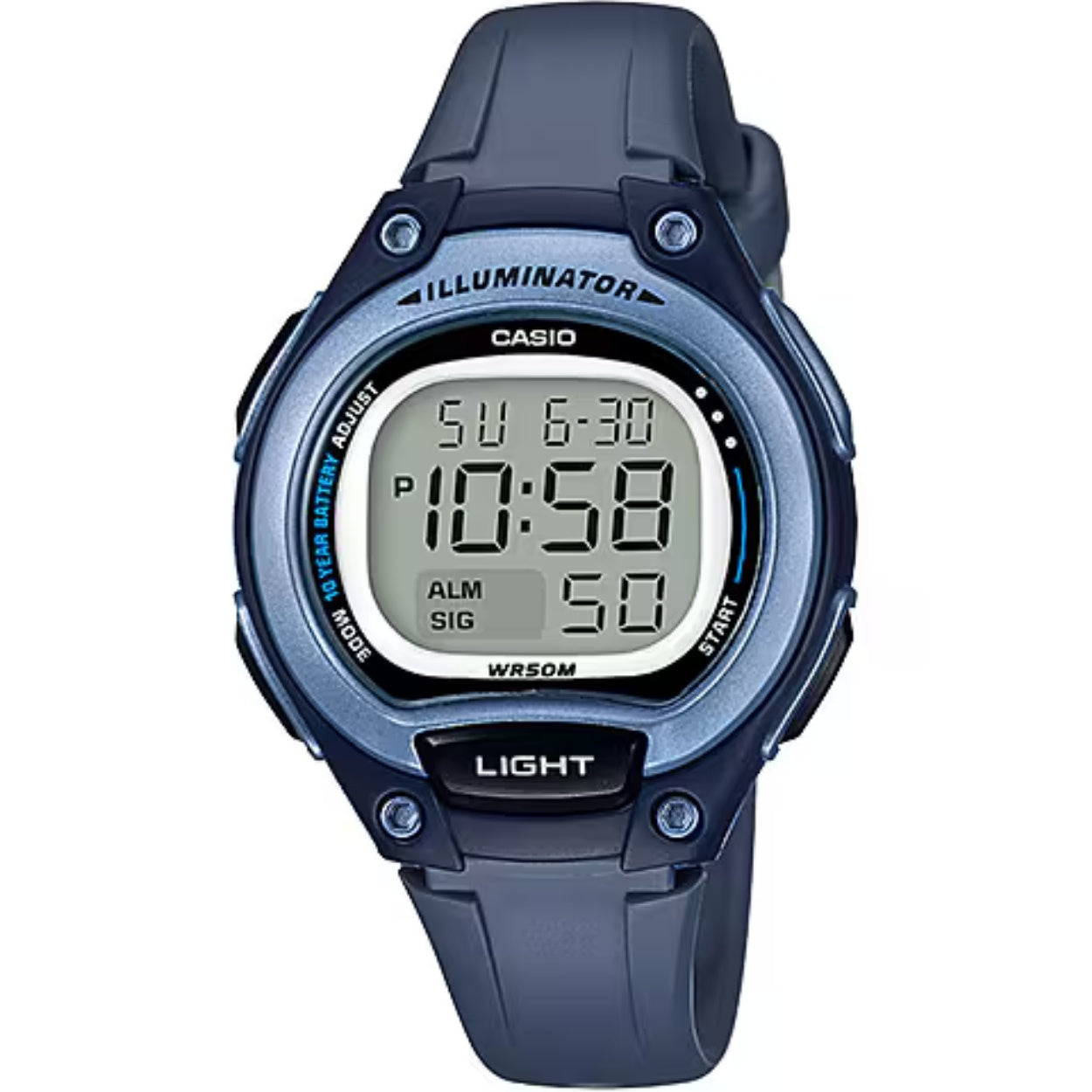 Casio Collection LW-203-2AVEF digital damklocka med grå urtavla och armband i resin