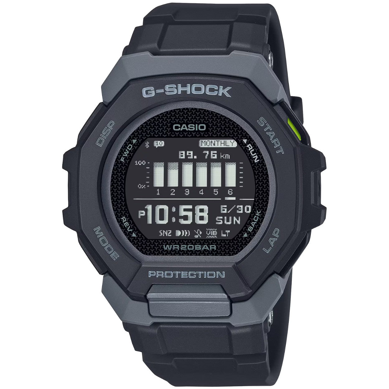 Casio G-Shock G-Squad GBD-300-1ER digital unisexklocka med svart urtavla och armband i resin