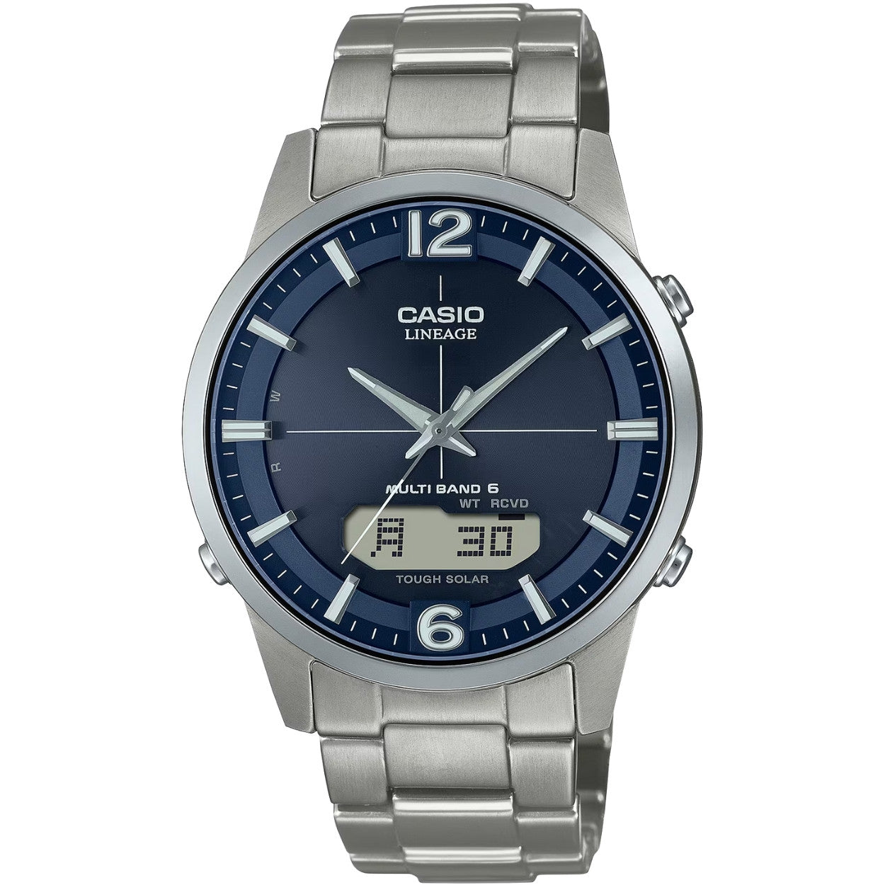 Casio Wave Ceptor LCW-M170TD-2AER analog herrklocka med blå urtavla och armband i titan