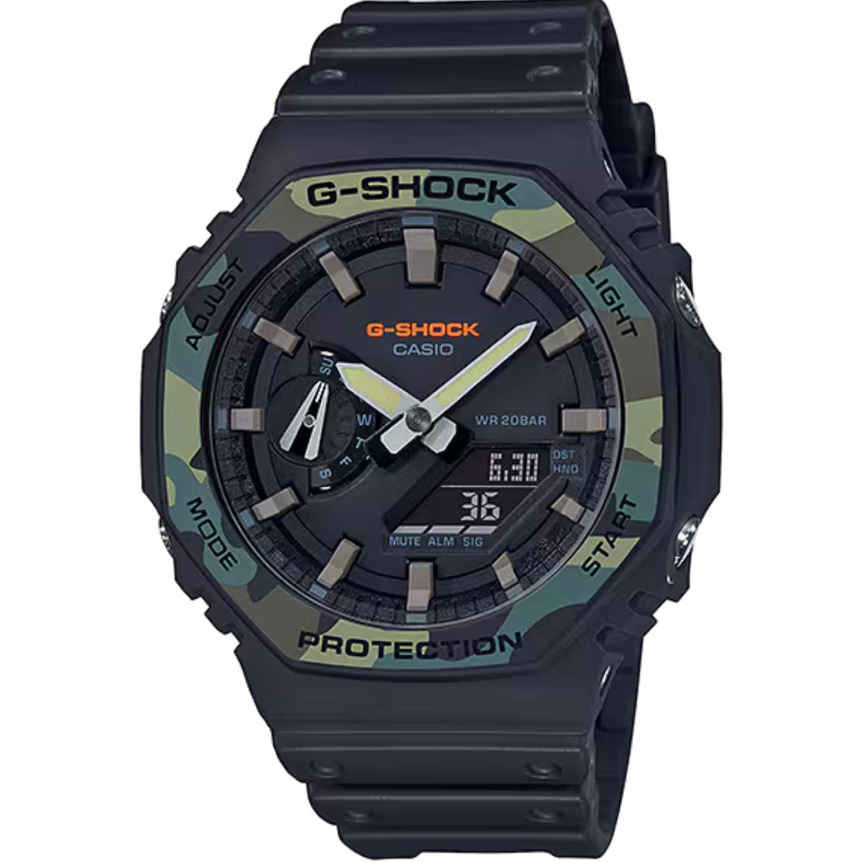 Casio G-Shock GA-2100SU-1AER analog herrklocka med flerfärgad urtavla och armband i resin