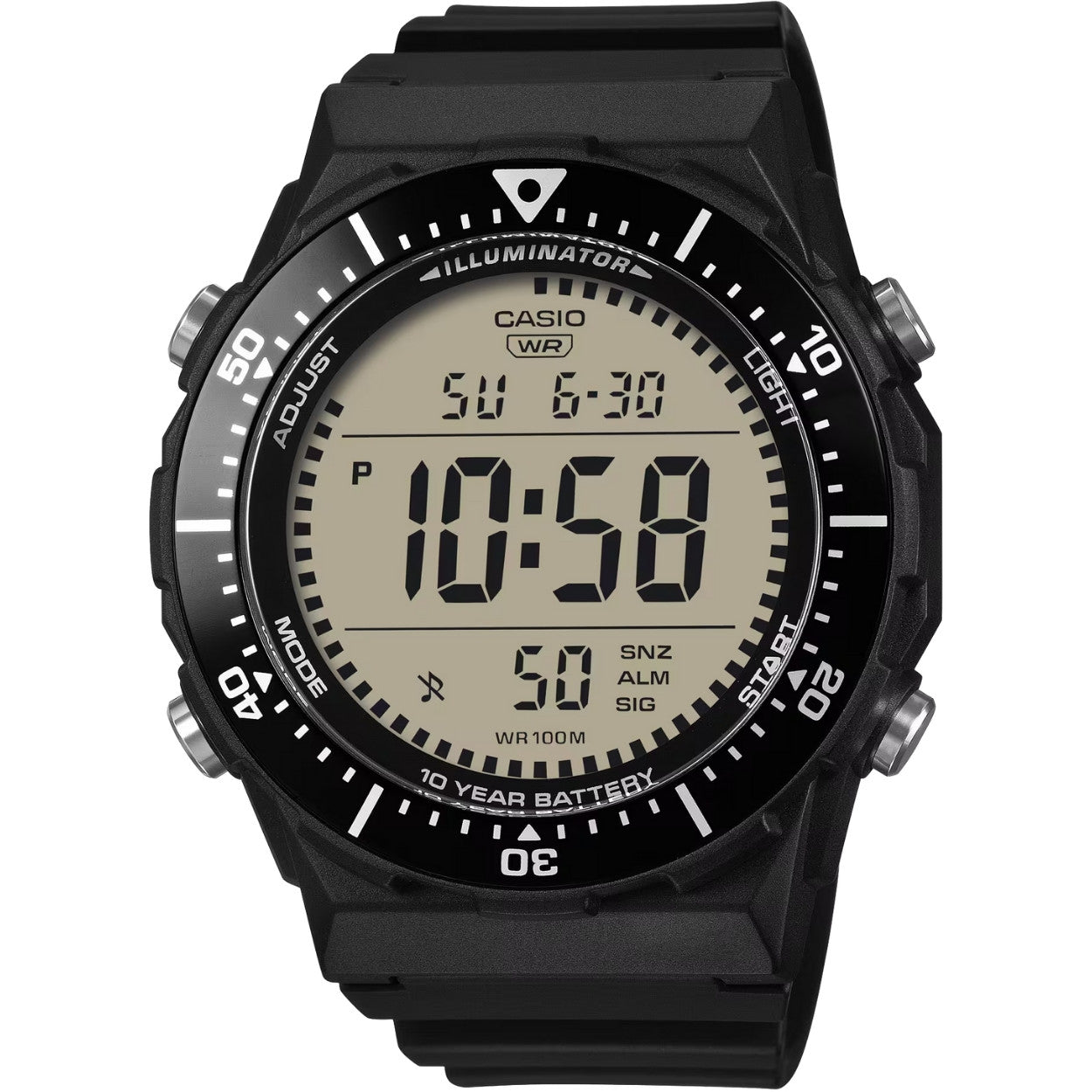 Casio Timeless AE-1700H-1AVEF digital herrklocka med svart urtavla och armband i resin