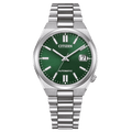 Citizen TSUYOSA NJ0200-50X analog herrklocka med grön urtavla och armband i rostfritt stål