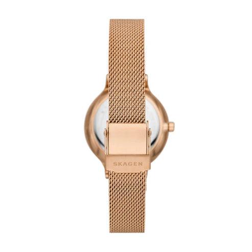 Skagen Anita Lille SKW3107 analog damklocka med orange urtavla och armband i rostfritt stål