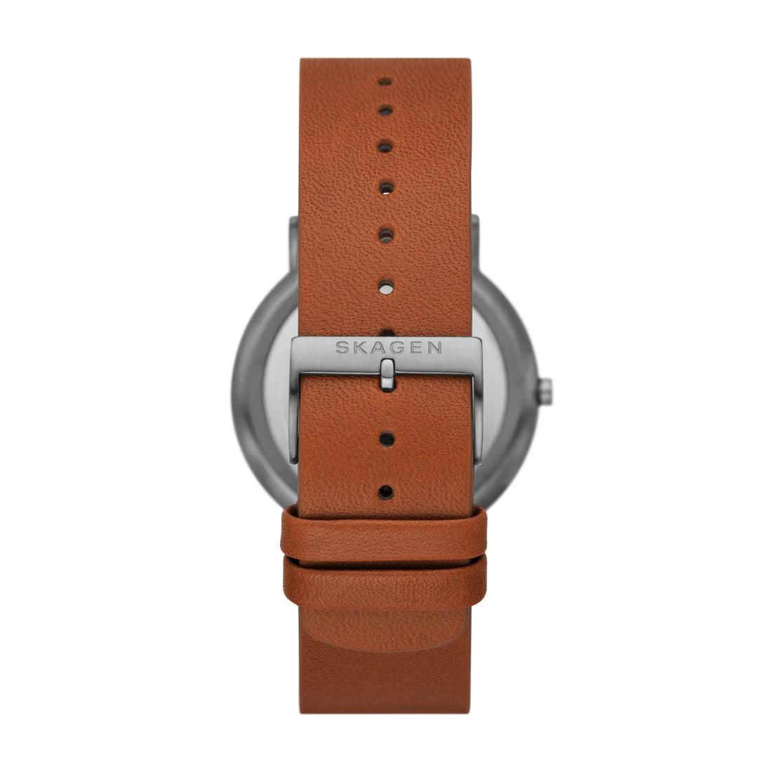 Skagen Signatur Ø40mm SKW6899 analog herrklocka med blå urtavla och armband i läder