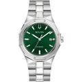 Bulova Classic 96B464 analog herrklocka med grön urtavla och armband i rostfritt stål