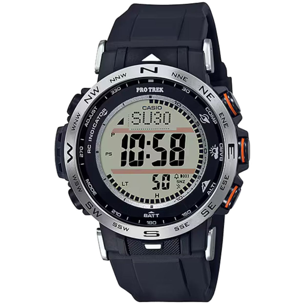 Casio Pro Trek PRW-30-1AER digital herrklocka med svart urtavla och armband i resin