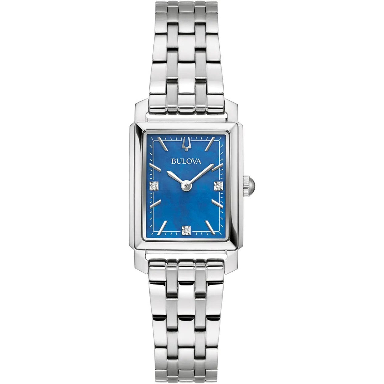 Bulova Sutton 96P245 analog damklocka med blå urtavla och armband i rostfritt stål