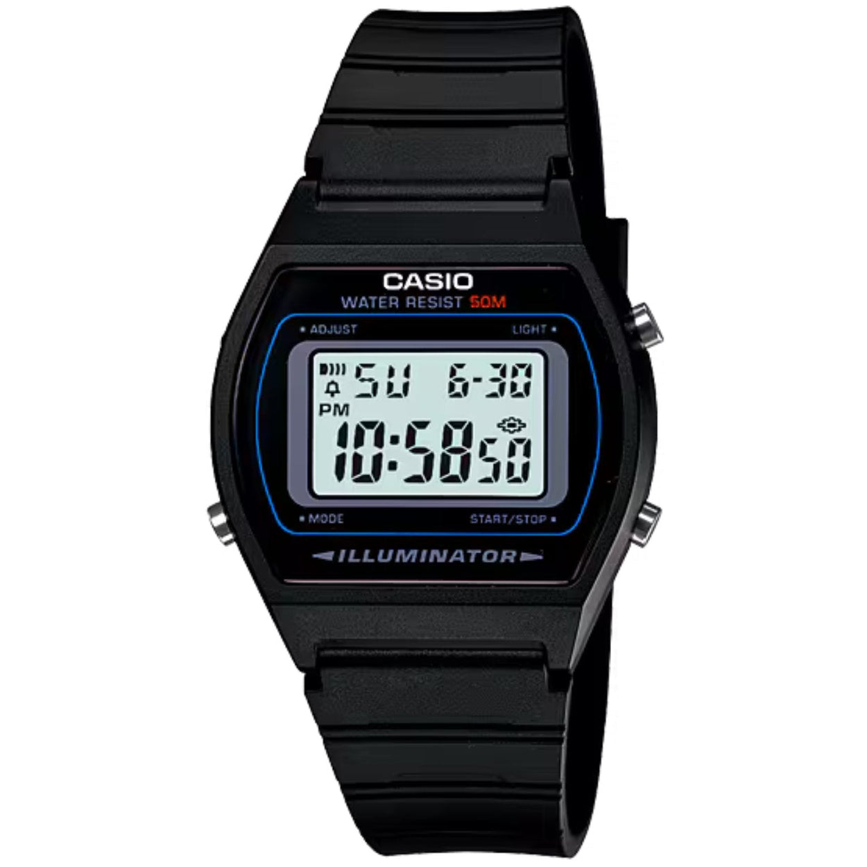 Casio Timeless W-202-1AVEF digital herrklocka med svart urtavla och armband i resin