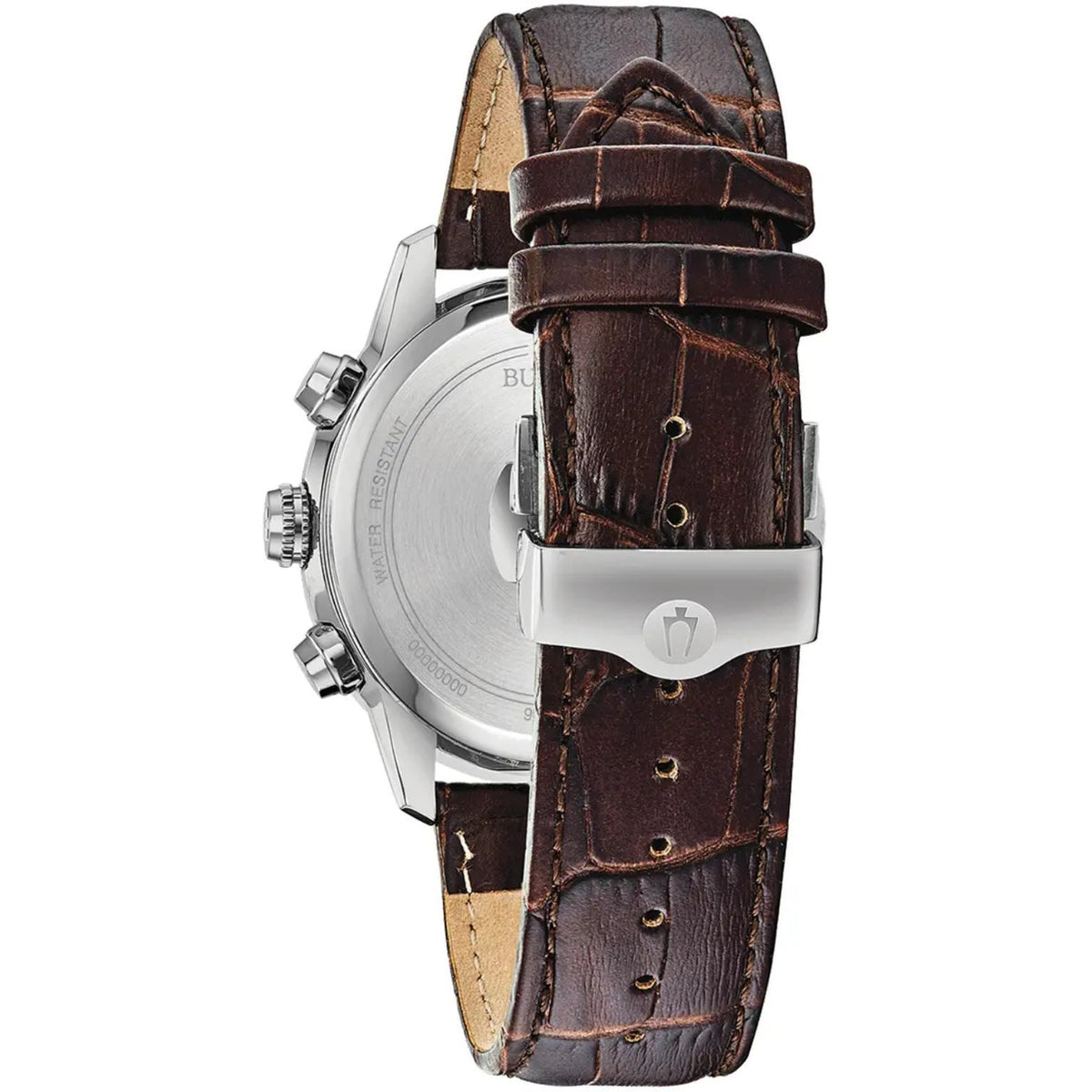 Bulova Sutton 96B309 analog herrklocka med vit urtavla och armband i läder