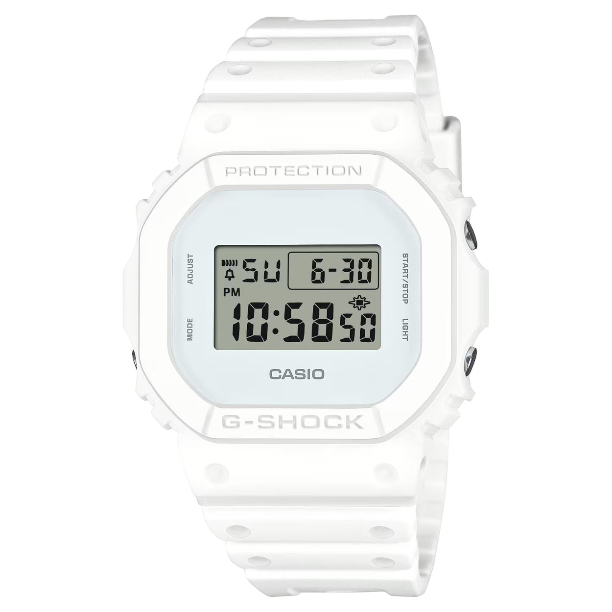 Casio G-Shock Classic DW-5600WW-7ER digital unisexklocka med vit urtavla och armband i resin