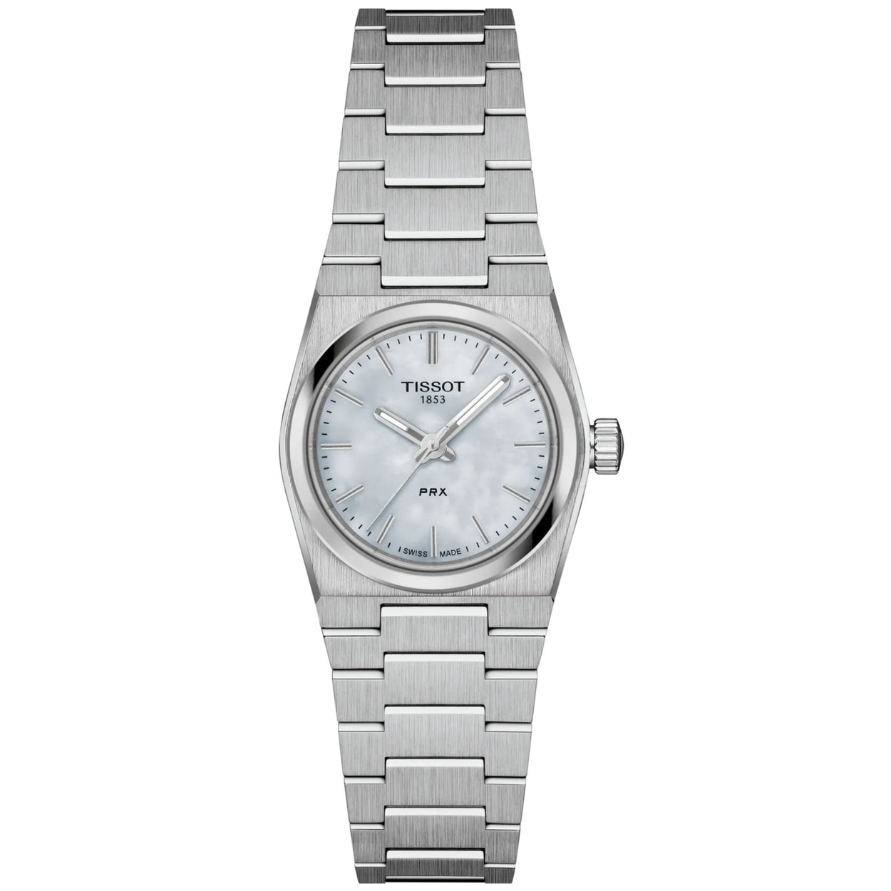 Tissot PRX T137.010.11.111.00 analog damklocka med vit urtavla och armband i rostfritt stål