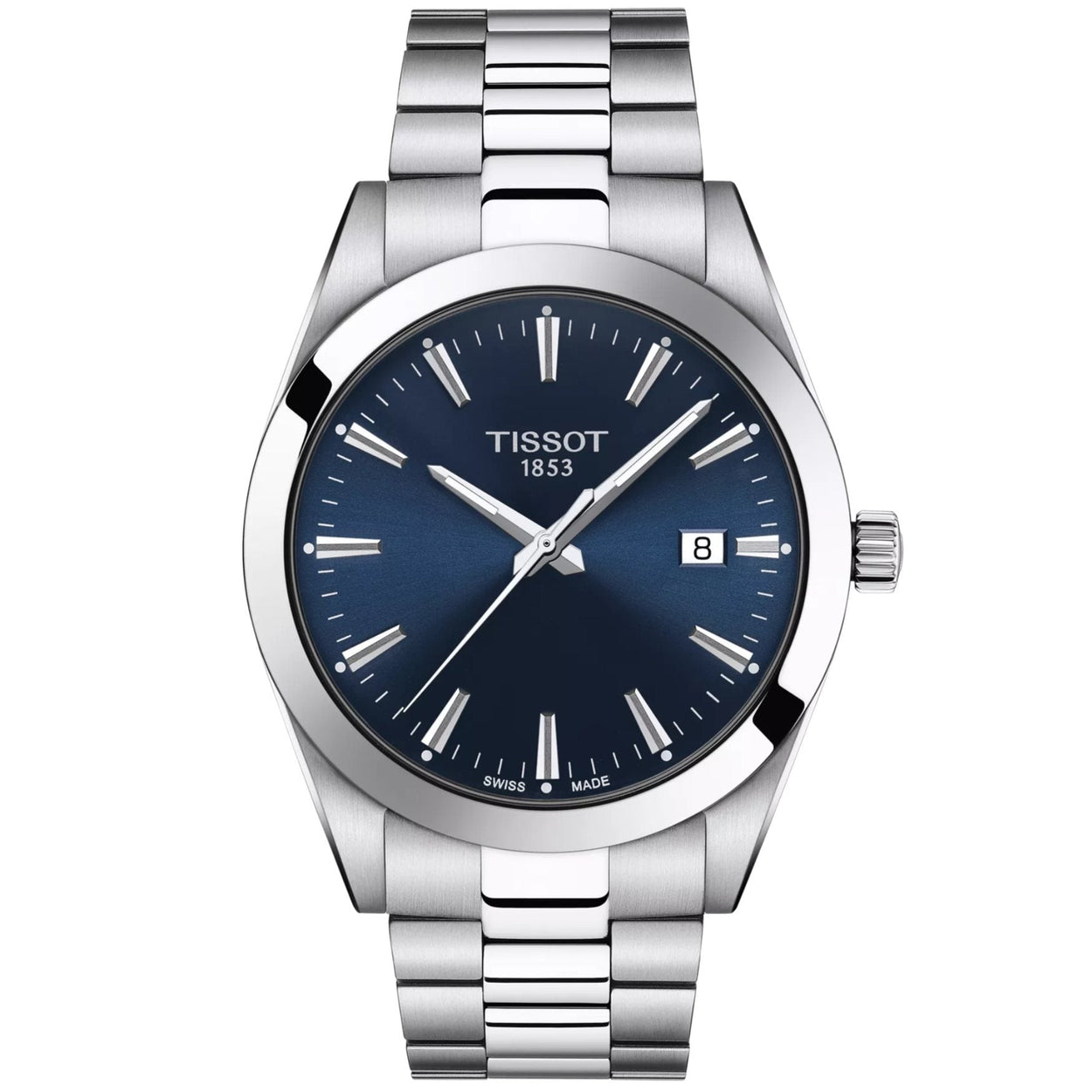 Tissot Gentleman T127.410.11.041.00 analog herrklocka med blå urtavla och armband i rostfritt stål