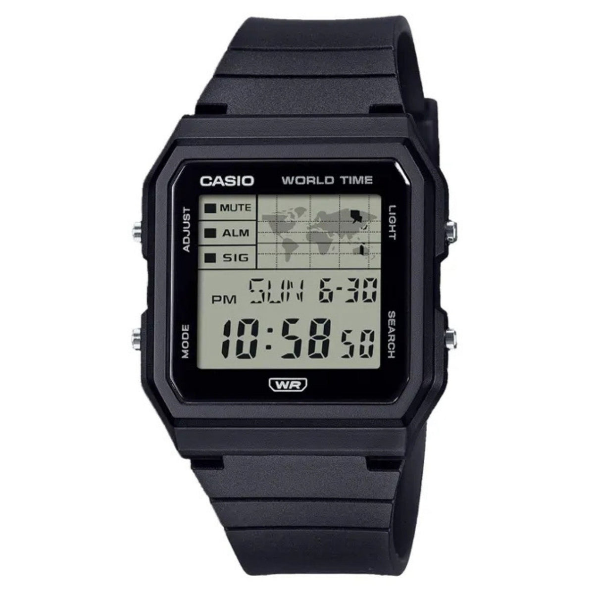 Casio Timeless LF-30W-1AEF digital unisexklocka med svart urtavla och armband i resin