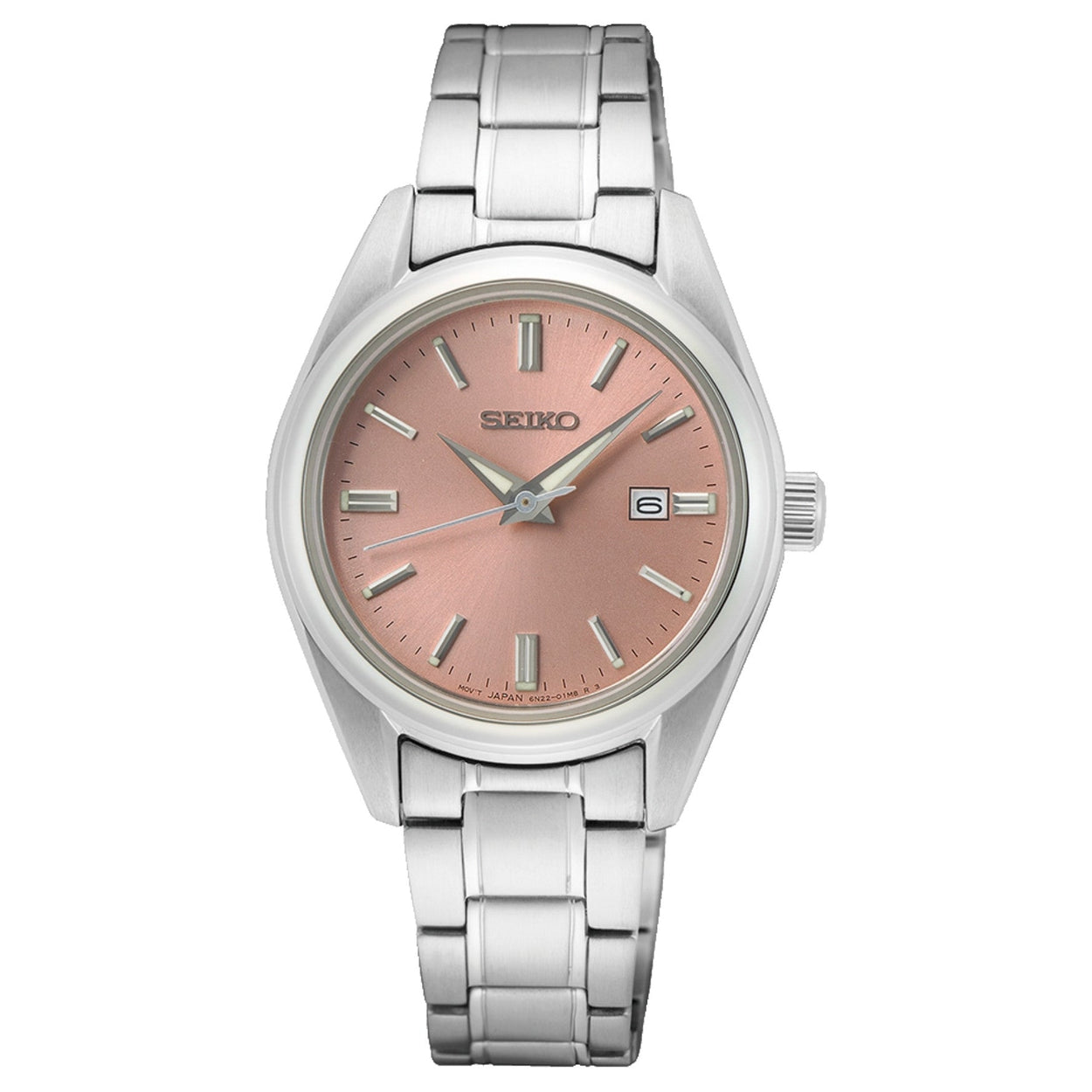 Seiko Klassisk Damklocka SUR529P1 analog damklocka med rosa urtavla och armband i rostfritt stål