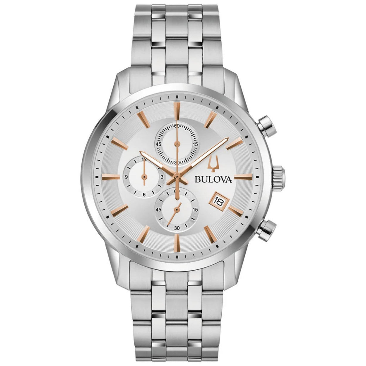 Bulova Klassisk 96B411 analog herrklocka med silver urtavla och armband i rostfritt stål
