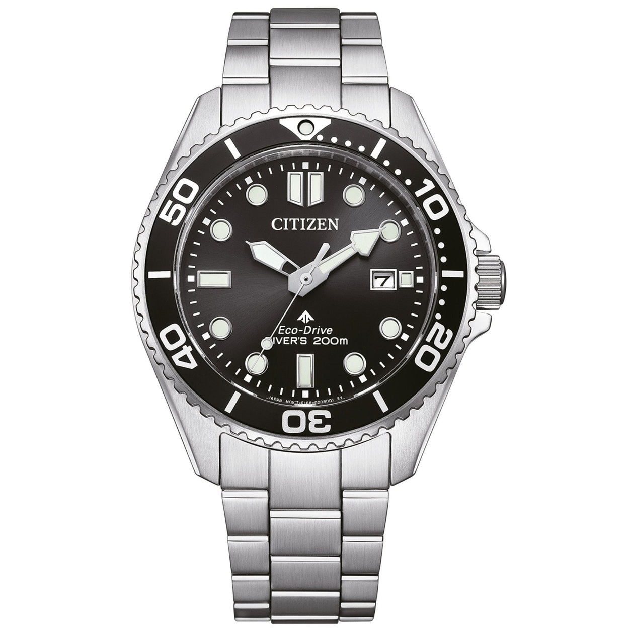 Citizen Promaster Eco-Drive BN0261-51E analog herrklocka med svart urtavla och armband i rostfritt stål