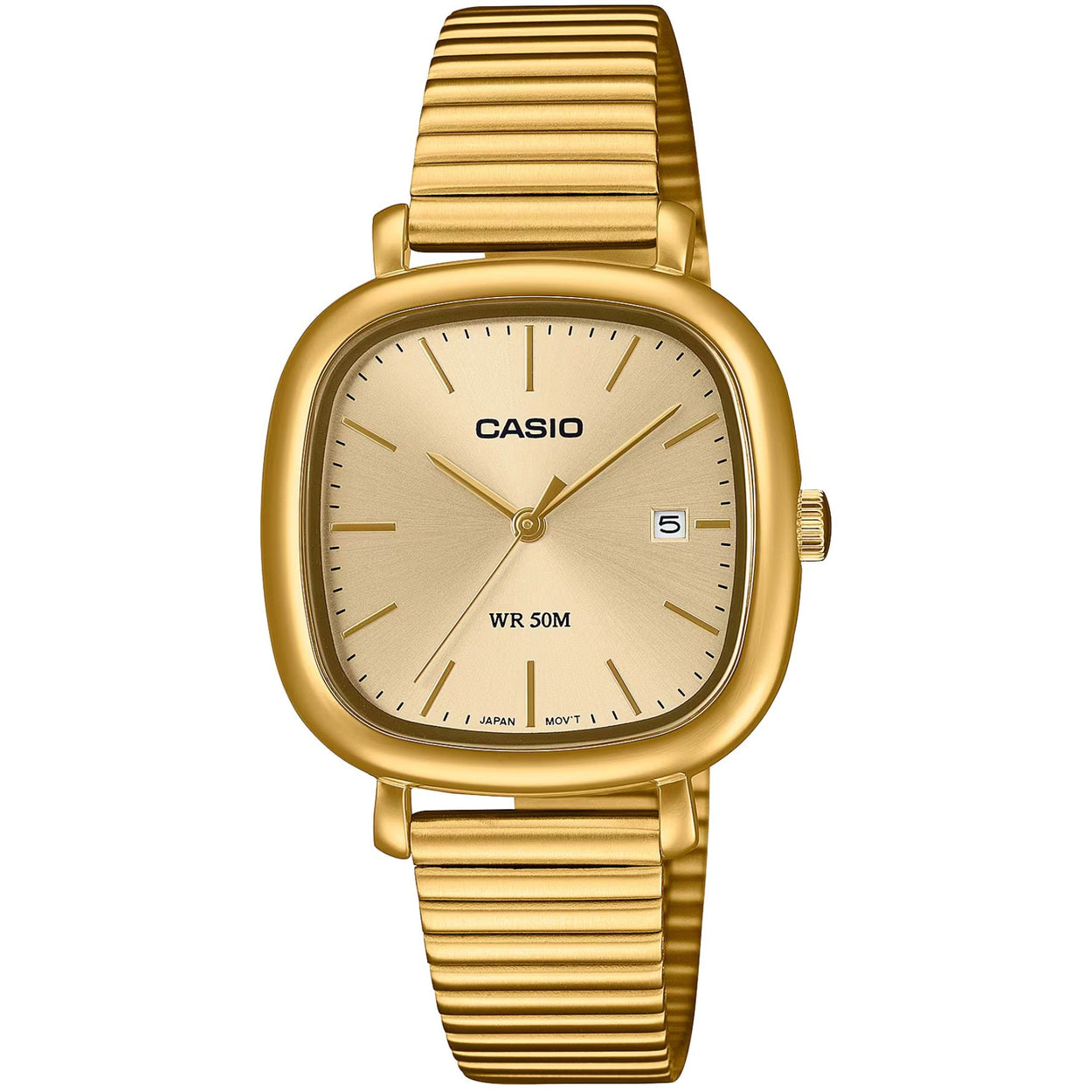 Casio Timeless LTP-B166G-9AVEF analog damklocka med guld urtavla och armband i rostfritt stål