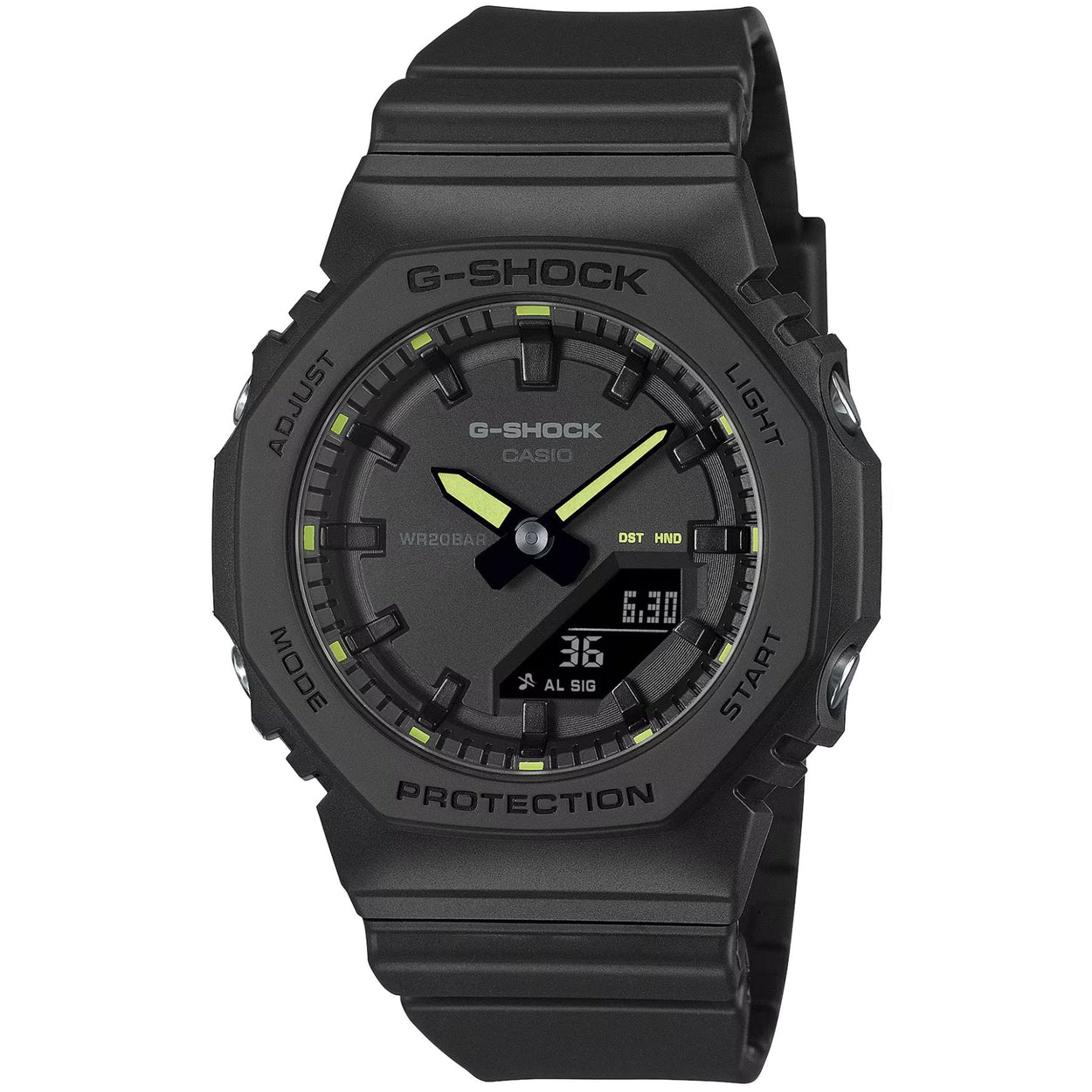 Casio G-Shock GMA-P2100SA-1A2ER ana-digi herrklocka med svart urtavla och armband i resin