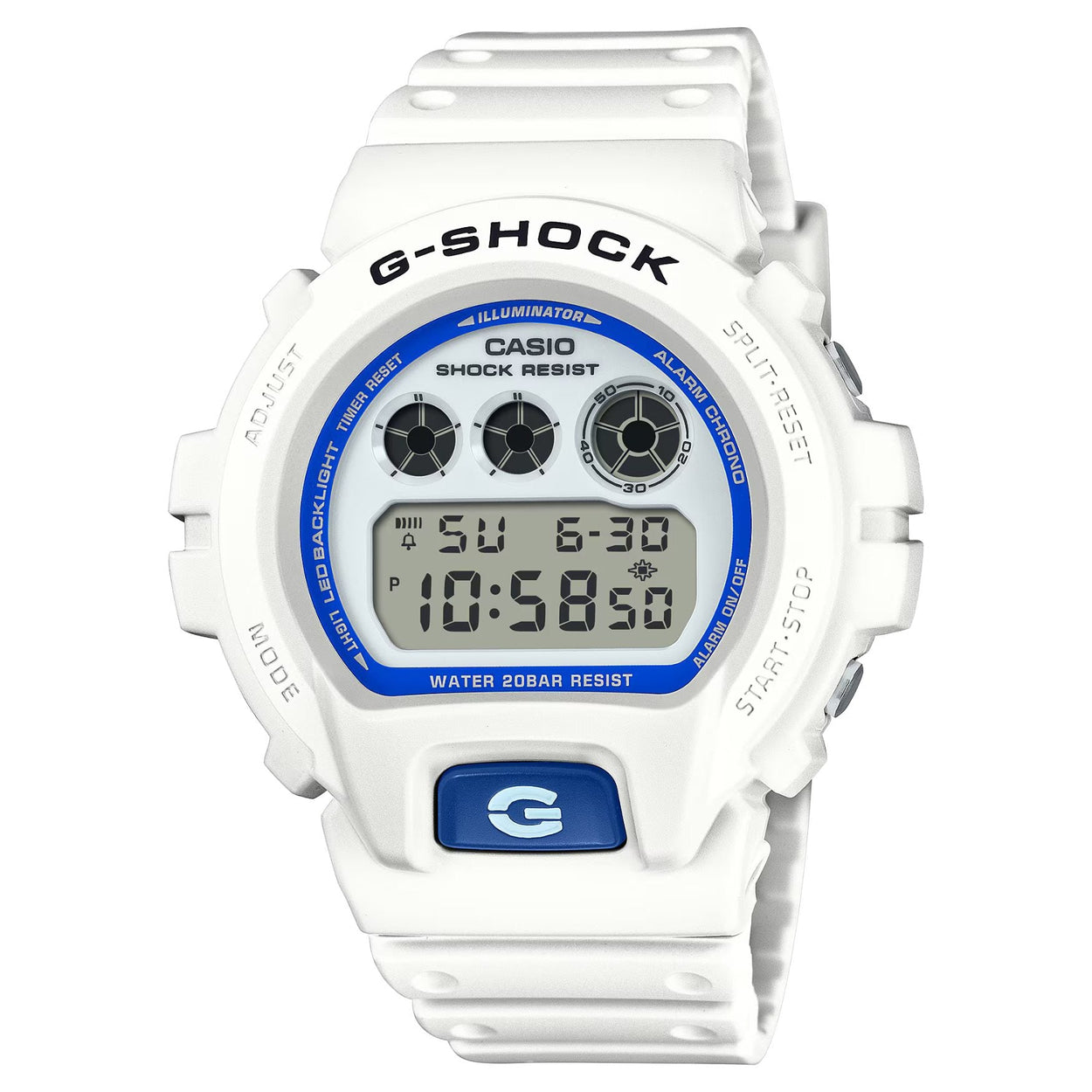 Casio G-Shock DW-6900HDS-7ER digital herrklocka med vit urtavla och armband i resin