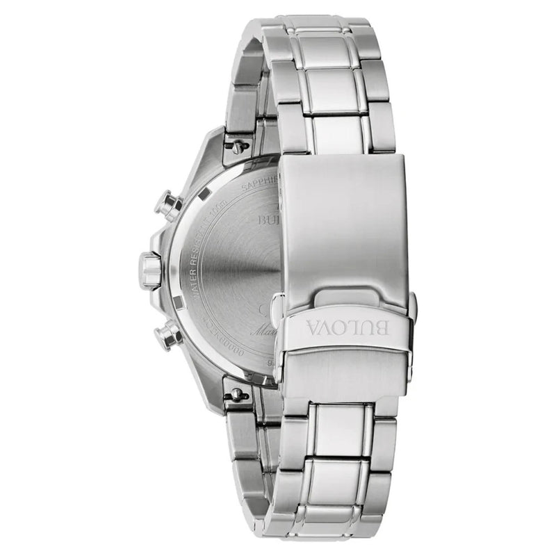 Bulova Marine Star 96B467 analog herrklocka med svart urtavla och armband i rostfritt stål