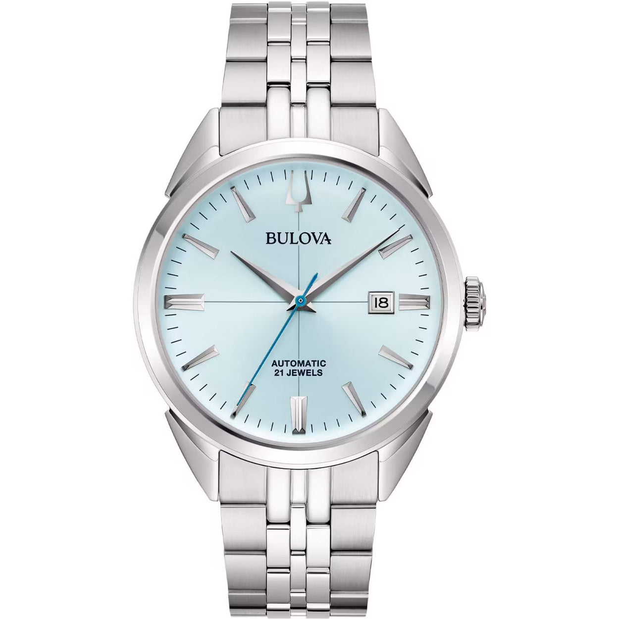 Bulova Sutton 96B423 analog herrklocka med turkos urtavla och armband i rostfritt stål