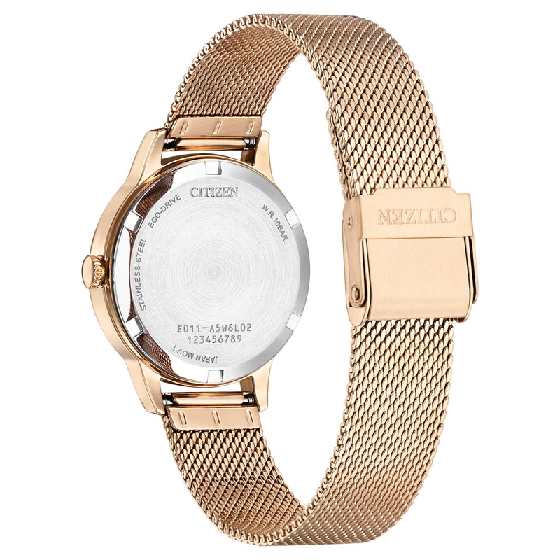 Citizen Elegance EW2623-70P analog damklocka med beige urtavla och armband i rostfritt stål