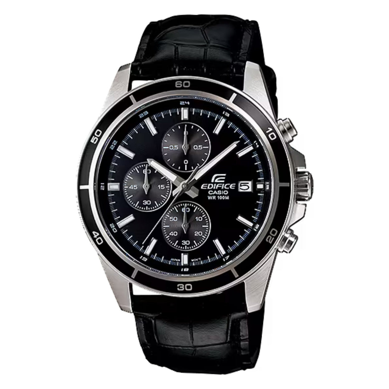 Casio Edifice EFR-526L-1AVUEF analog herrklocka med svart urtavla och armband i läder