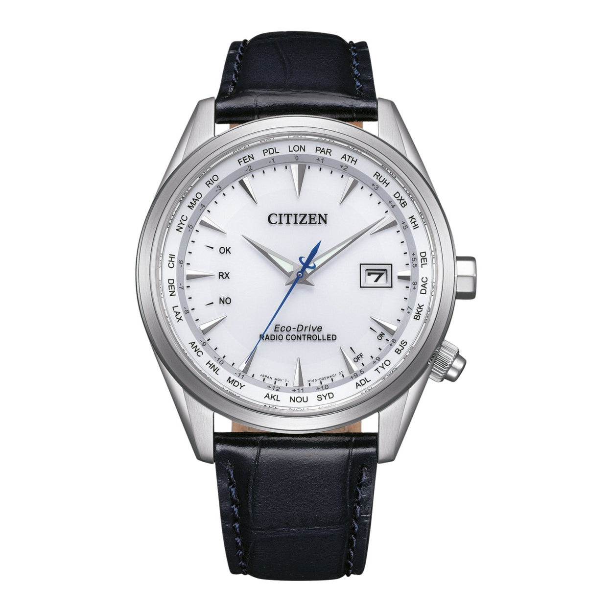 Citizen Radio Controlled CB0270-10A analog herrklocka med vit urtavla och armband i läder