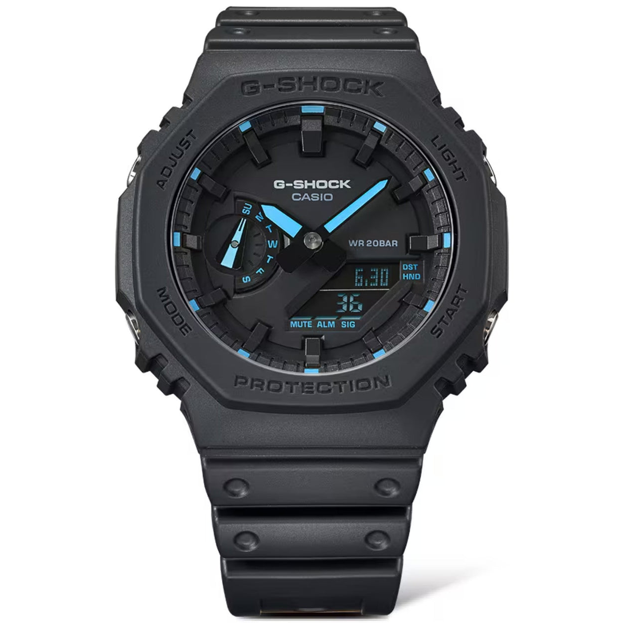 Casio G-Shock GA-2100-1A2ER analog herrklocka med svart urtavla och armband i resin