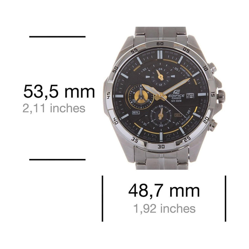 Casio Edifice Classic EFR-556D-1AVUEF analog herrklocka med grå urtavla och armband i rostfritt stål