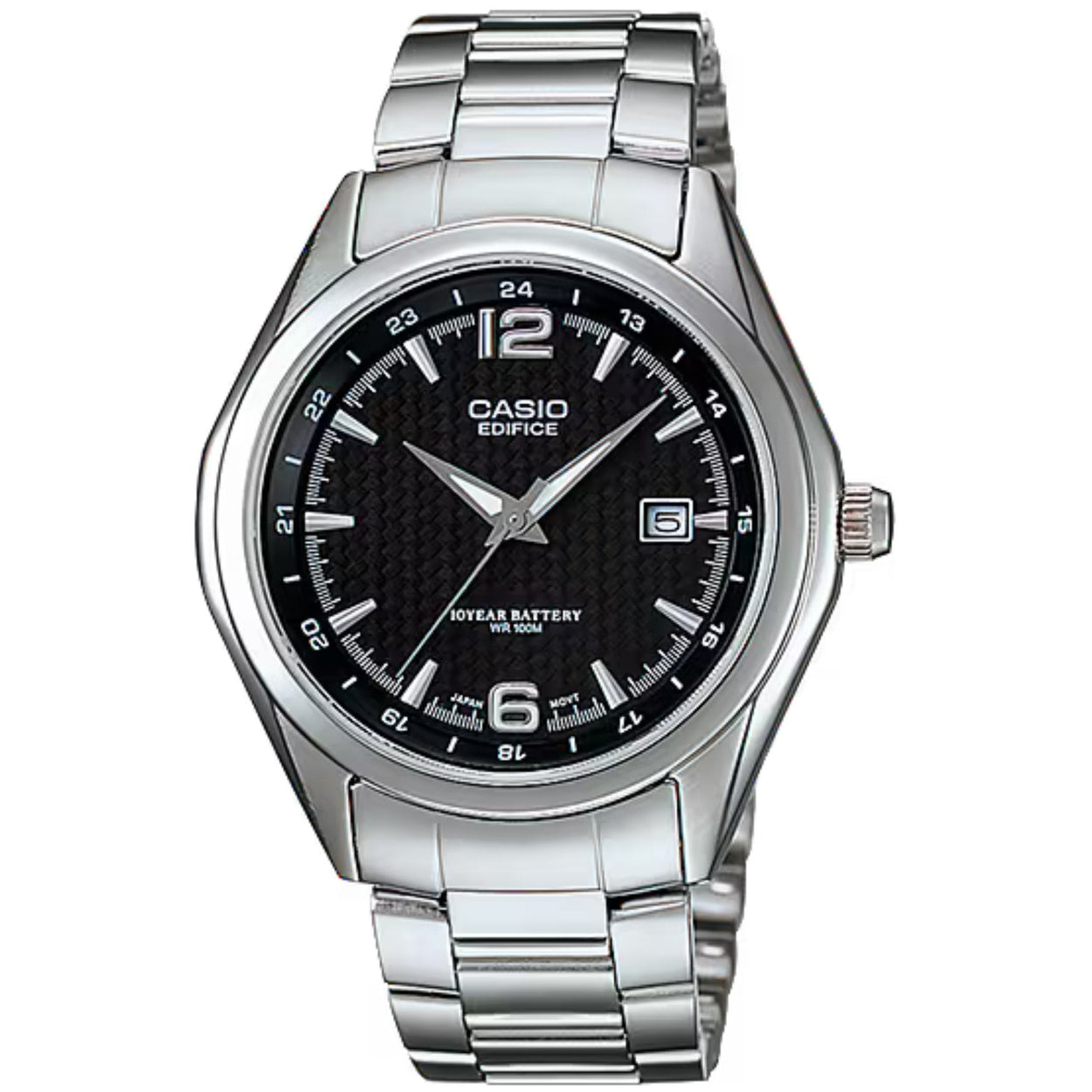 Casio Edifice EF-121D-1AVEG analog herrklocka med svart urtavla och armband i rostfritt stål