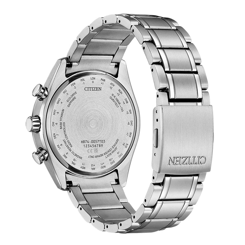 Citizen Tsukiyomi Radio Controlled Moonphase BY1010-81L analog herrklocka med blå urtavla och armband i titan