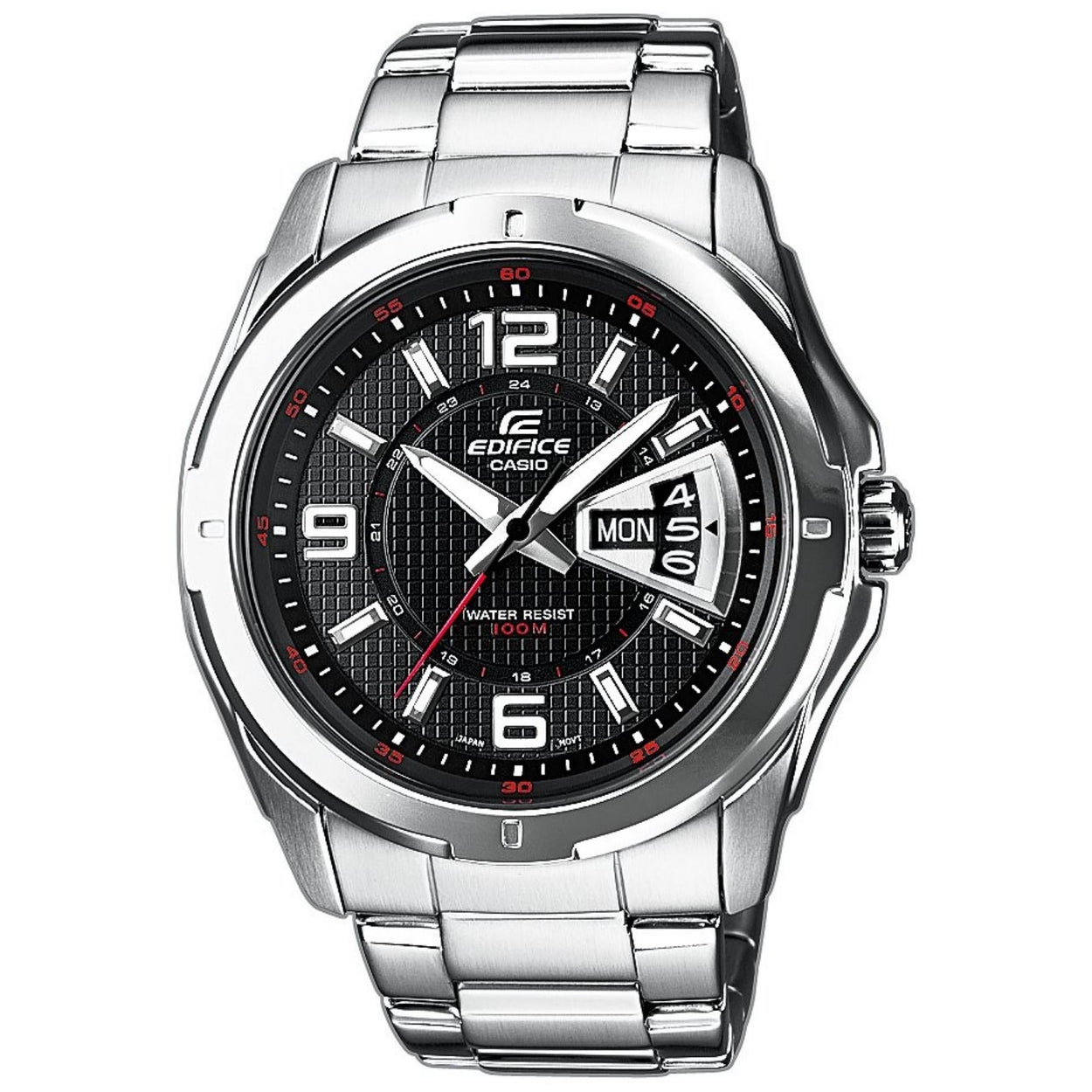 Casio Edifice EF-129D-1AVEF analog herrklocka med svart urtavla och armband i rostfritt stål