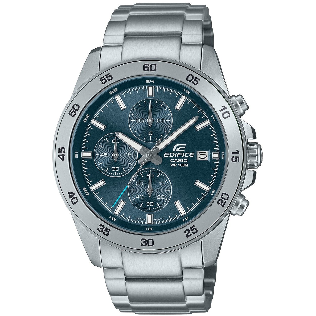 Casio Edifice EFR-526D-2AVUEF analog herrklocka med blå urtavla och armband i rostfritt stål
