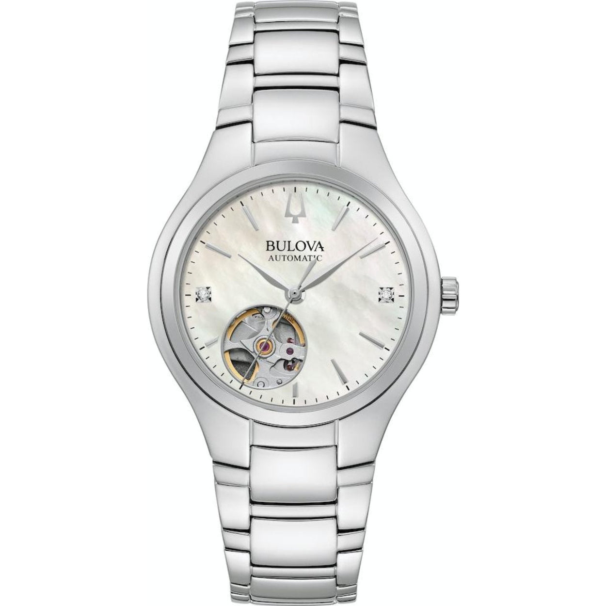 Bulova Sutton 96P247 analog damklocka med beige urtavla och armband i rostfritt stål