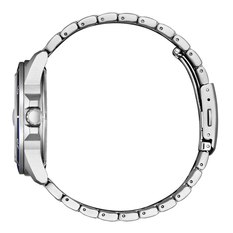 Citizen Eco-Drive Sport Marine AW1810-85L analog herrklocka med blå urtavla och armband i rostfritt stål