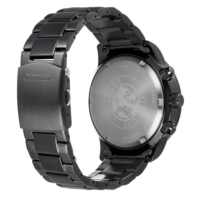 Citizen Eco-Drive Black Chronograph CA0695-84E analog herrklocka med svart urtavla och armband i rostfritt stål