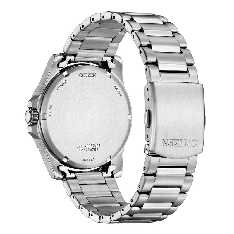 Citizen Marine Eco-Drive AW1816-89L analog herrklocka med grön urtavla och armband i rostfritt stål